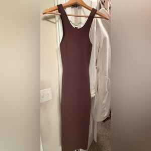 Toteme Ribbed Sleeveless Midi Dress in Chocolate Brown